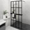 Walk-in Shower Wall with Shelf Black 118x190 cm ESG Glass&Aluminium Colour transparent Size 118 x 190 cm Model 4x4 grids 