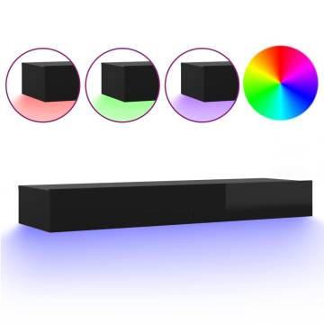 High Gloss Black TV Cabinet with LED Lights - 120x35x15.5 cm