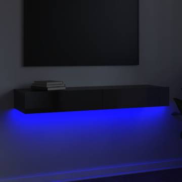 High Gloss Black TV Cabinet with LED Lights - 120x35x15.5 cm