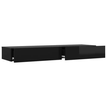 High Gloss Black TV Cabinet with LED Lights - 120x35x15.5 cm