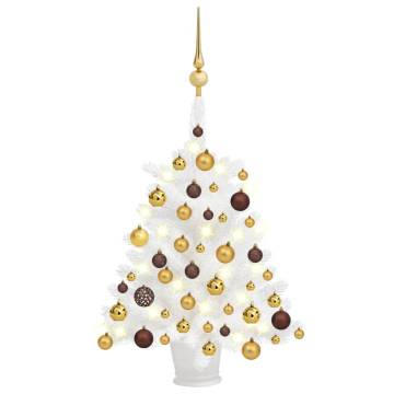 65 cm Pre-lit White Artificial Christmas Tree with Ball Set