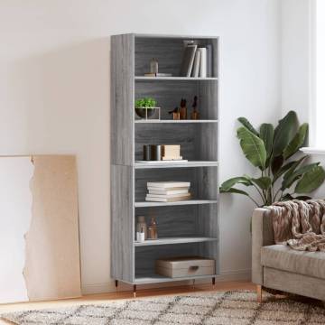 Stylish Highboard Grey Sonoma - 69.5x32.5x180 cm | HipoMarket