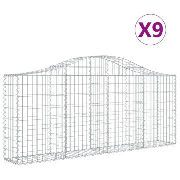 Arched Gabion Baskets - 9 pcs Galvanised Iron for Your Garden