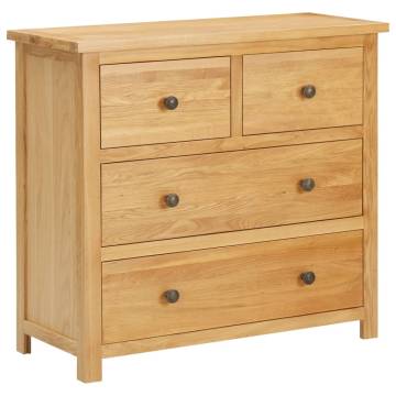 Solid Oak Wood Chest of Drawers - Rustic Charm 80x35x75 cm