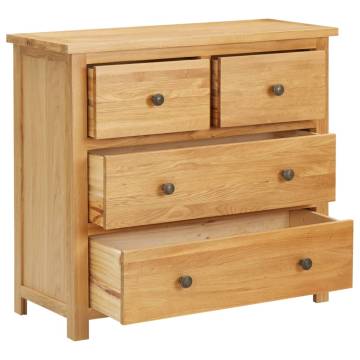 Solid Oak Wood Chest of Drawers - Rustic Charm 80x35x75 cm