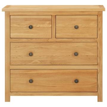 Solid Oak Wood Chest of Drawers - Rustic Charm 80x35x75 cm