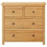 Solid Oak Wood Chest of Drawers - Rustic Charm 80x35x75 cm