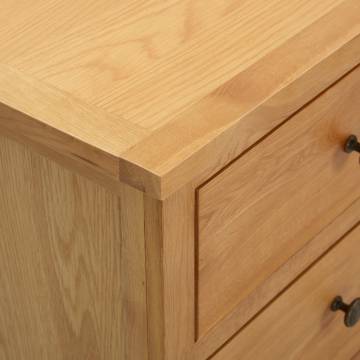 Solid Oak Wood Chest of Drawers - Rustic Charm 80x35x75 cm