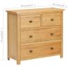 Solid Oak Wood Chest of Drawers - Rustic Charm 80x35x75 cm