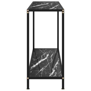 Stylish Black Console Table - 120x35x75 cm Tempered Glass