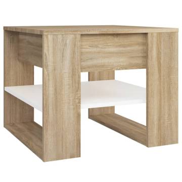 White & Sonoma Oak Coffee Table - 55.5x55x45 cm | HiPoMarket