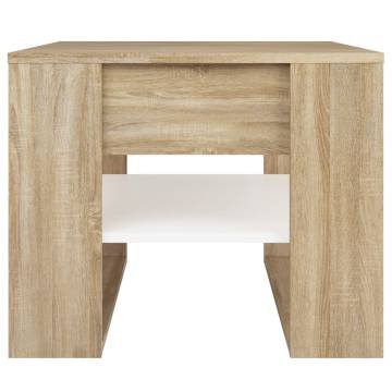 White & Sonoma Oak Coffee Table - 55.5x55x45 cm | HiPoMarket