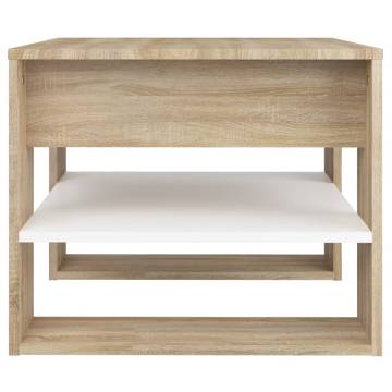 White & Sonoma Oak Coffee Table - 55.5x55x45 cm | HiPoMarket