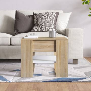 White & Sonoma Oak Coffee Table - 55.5x55x45 cm | HiPoMarket