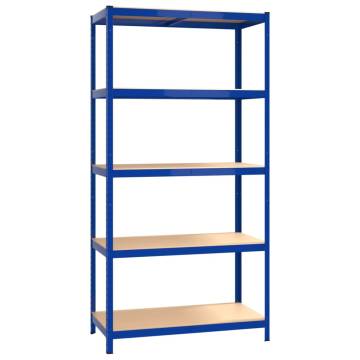 5-Layer Blue Steel & Engineered Wood Shelves - 2 Pcs | HipoMarket