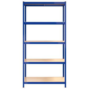 5-Layer Blue Steel & Engineered Wood Shelves - 2 Pcs | HipoMarket