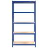 5-Layer Blue Steel & Engineered Wood Shelves - 2 Pcs | HipoMarket