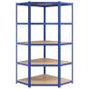 5-Layer Blue Steel & Engineered Wood Shelves - 2 Pcs | HipoMarket