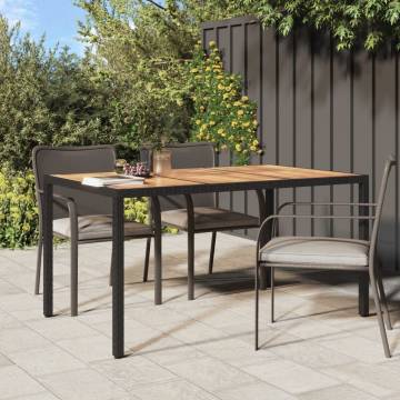 Garden Table 150x90 cm - Poly Rattan & Acacia Wood in Black