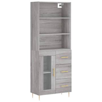 Stylish Highboard Grey Sonoma - 69.5x34x180 cm Engineered Wood