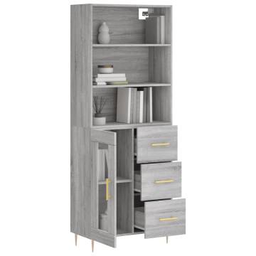 Stylish Highboard Grey Sonoma - 69.5x34x180 cm Engineered Wood