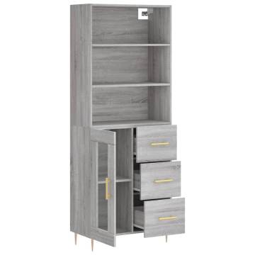 Stylish Highboard Grey Sonoma - 69.5x34x180 cm Engineered Wood