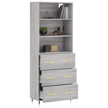 Stylish Highboard Grey Sonoma - 69.5x34x180 cm | Hipo Market