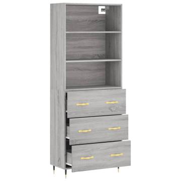 Stylish Highboard Grey Sonoma - 69.5x34x180 cm | Hipo Market