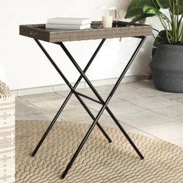 Folding Tray Table Grey - 65x40x75 cm Poly Rattan