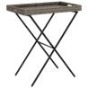 Folding Tray Table Grey - 65x40x75 cm Poly Rattan