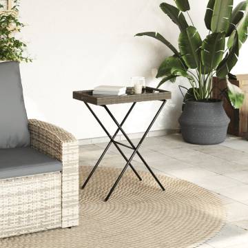 Folding Tray Table Grey - 65x40x75 cm Poly Rattan