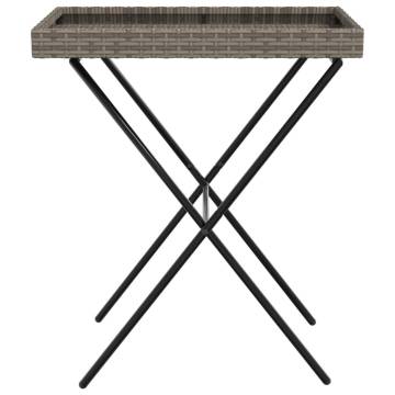 Folding Tray Table Grey - 65x40x75 cm Poly Rattan