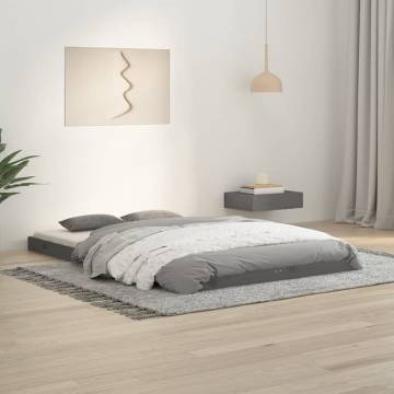 Grey Bed Frame 120x190 cm - Modern Pine Wood Design