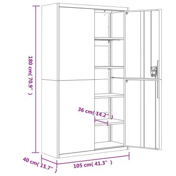 Stylish White File Cabinet - 105x40x180 cm Steel