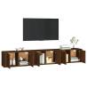 Brown Oak Wall-Mounted TV Cabinets - Set of 3