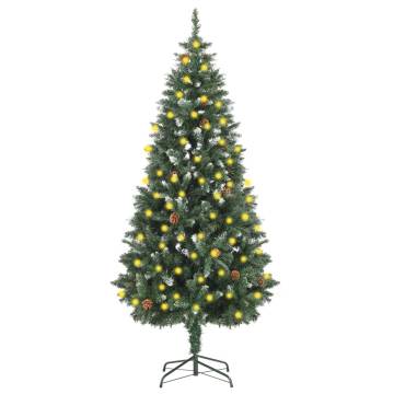 180 cm Pre-lit Artificial Christmas Tree with Pine Cones