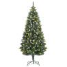 Artificial Pre-lit Christmas Tree with Pine Cones 180 cm Colour green and white Size 180 x 104 cm Quantity in Package 1 Number of Branch Tips 