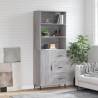 Highboard Grey Sonoma 69.5x34x180 cm Engineered Wood Colour grey sonoma Quantity in Package 1 Model 1 door 3 drawers 