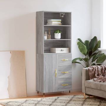 Highboard Grey Sonoma - Stylish Storage Cabinet | Hipomarket