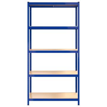 5-Layer Shelves - 2 pcs Blue Steel & Engineered Wood Storage