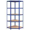 5-Layer Shelves - 2 pcs Blue Steel & Engineered Wood Storage