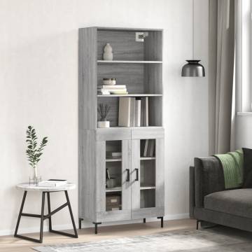 Stylish Highboard Grey Sonoma - 69.5x34x180 cm Engineered Wood