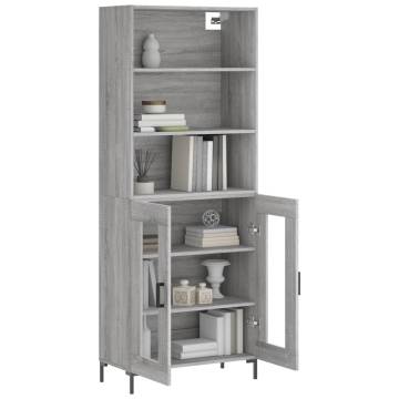 Stylish Highboard Grey Sonoma - 69.5x34x180 cm Engineered Wood