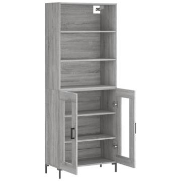 Stylish Highboard Grey Sonoma - 69.5x34x180 cm Engineered Wood