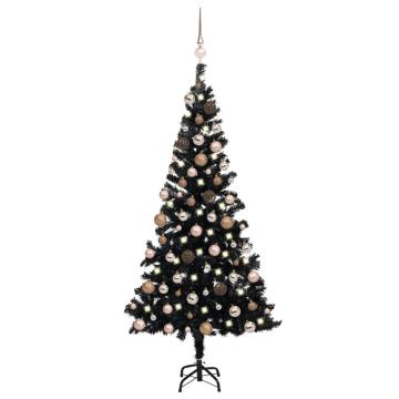 Artificial Pre-lit Black Christmas Tree 180 cm - Hipomarket