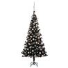 Artificial Pre-lit Christmas Tree with Ball Set Black 180 cm PVC Colour black and rose Size 180 x 93 cm Quantity in Package 1 Number of Branch Tips 