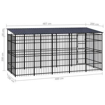 Outdoor Dog Kennel with Roof - 9.22 m² Steel Dog House