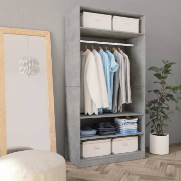 Concrete Grey Wardrobe | 100x50x200 cm | Stylish Storage Solution