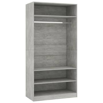 Concrete Grey Wardrobe | 100x50x200 cm | Stylish Storage Solution