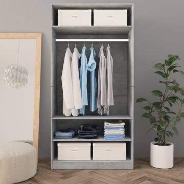 Concrete Grey Wardrobe | 100x50x200 cm | Stylish Storage Solution